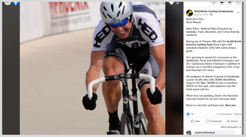 A snap shot of a rider feature for a Facebook campaign for a bike components company.